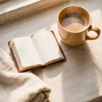 Coffee and an open Bible on a windowsill in soft mid-morning light, representing devotion that fits your actual body clock.