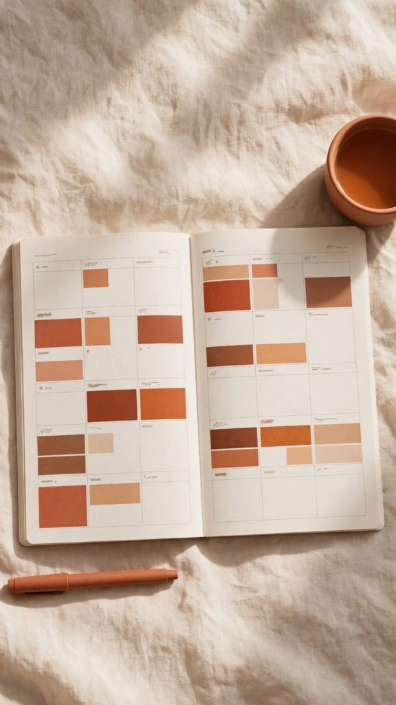 An open planner with deliberate blank gaps between scheduled blocks, representing margin built into a full week.