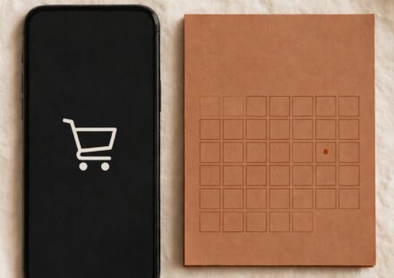 A shopping cart left untouched beside a calendar marked one day ahead, representing a small pause before a nonessential purchase.