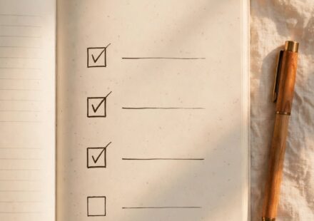 An open planner with one task left unchecked, representing something intentionally left undone so rest can begin.