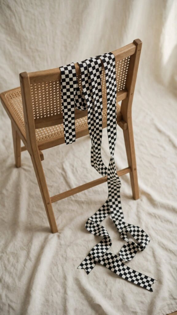 A ribbon draped over an empty chair, representing the quiet emptiness that can follow a long-chased achievement.