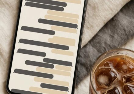 A phone showing a one-sided pattern of message bubbles beside a cold coffee cup, representing the imbalance of always being the one who reaches out.