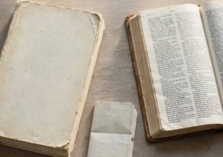 A worn paperback, a folded train ticket, and an open Bible on a wooden table, representing a man who read Stoic wisdom on his commute and found its limits.